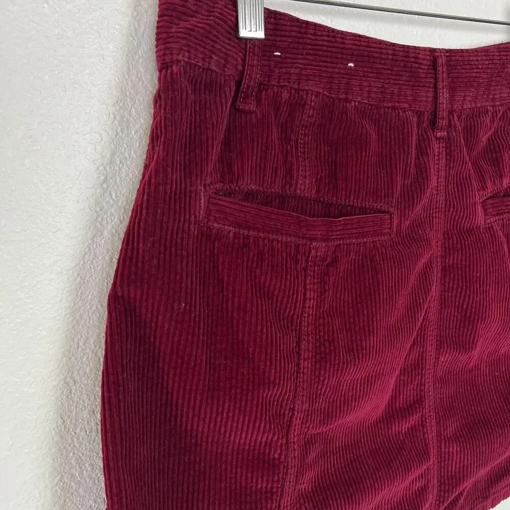 American Eagle Outfitters Sz 12 Burgundy Hi-Rise A-Line Skirt Corduroy Button Up - Picture 9 of 9